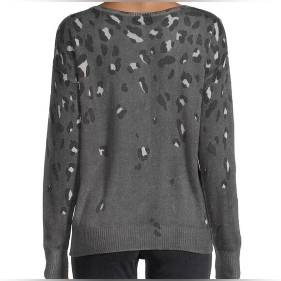 360 CASHMERE Tavi Leopard pattern lightweight 2ply Cashmere Sweater top grey XS - Picture 2 of 6